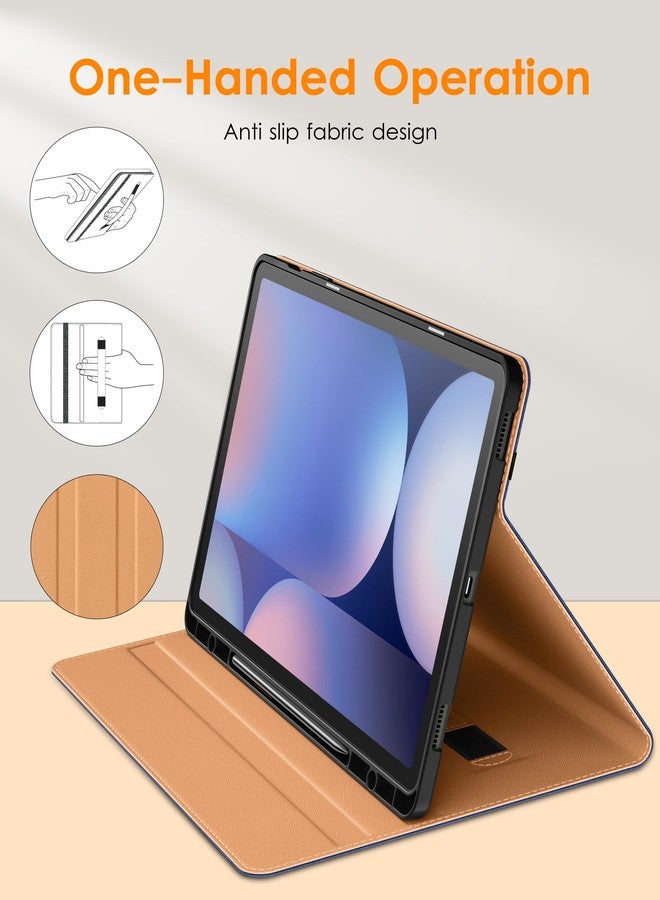 DTTO for Samsung Galaxy Tab S10 Plus 2024 / S9 Plus / S9 FE Plus 5G Case 12.4 Inch 2023, Premium Leather Business Folio Cover with S Pen Holder&Hand Strap for Galaxy Tab S10+/S9+/S9 FE+, Navy Blue - Image 5